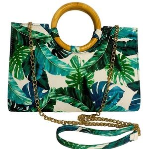 Call it Spring Gold Chain Crossbody and Clutch purse Floral Green Print
